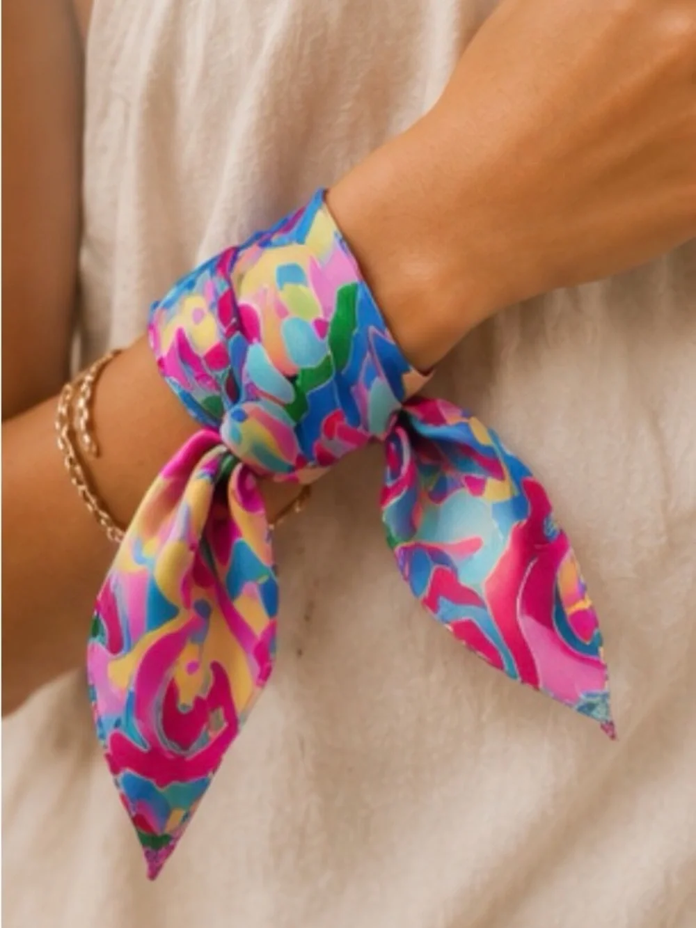 Colorful Satin Skinny Hair Scarf Retro Twilly Neck Bag Wrap 60” NWOT